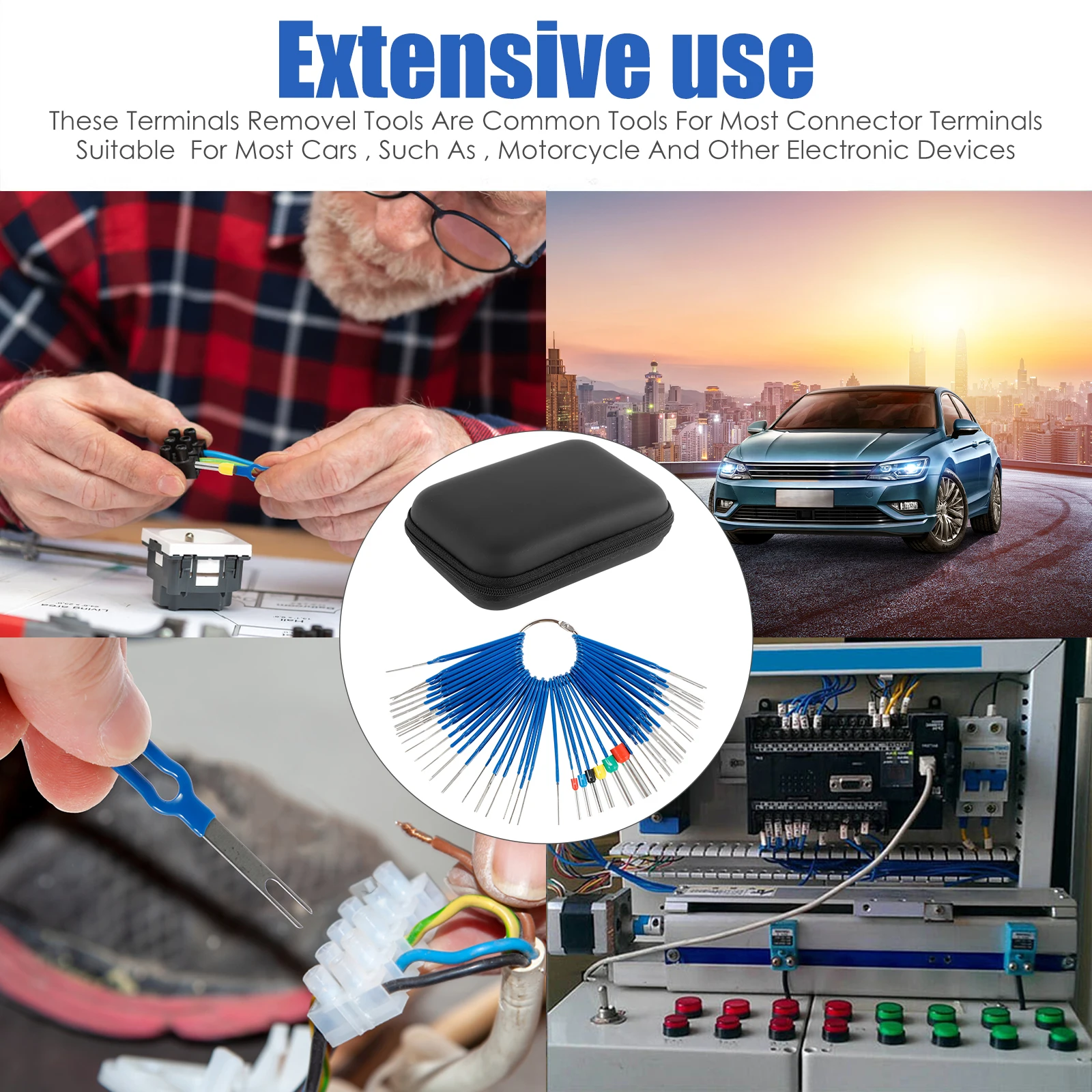 41Pcs Stainless Steel Plug Terminal Removal Tool Wire Crimp Split Connectors Pin Extractor Kit with Storage Box Car Repair Tools 4