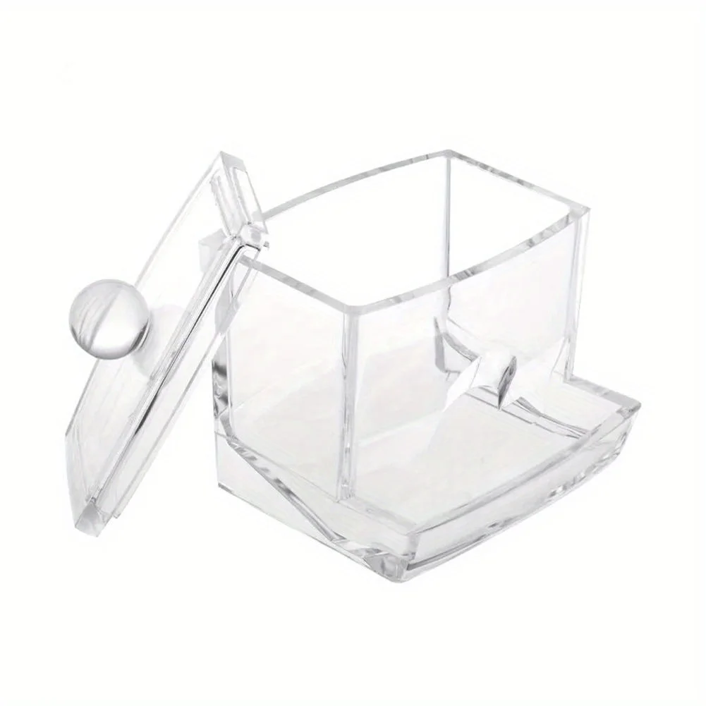 1PC leaky cotton swab box, fashionable crystal home multifunctional desktop portable cover storage box, box towel storage device 6