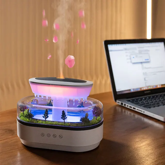 250ml Aromatherapy Essential Oil Diffuser Drip Micro Landscape Air Humidifier with 7 Colors Light for Home Office Air Diffuser 4