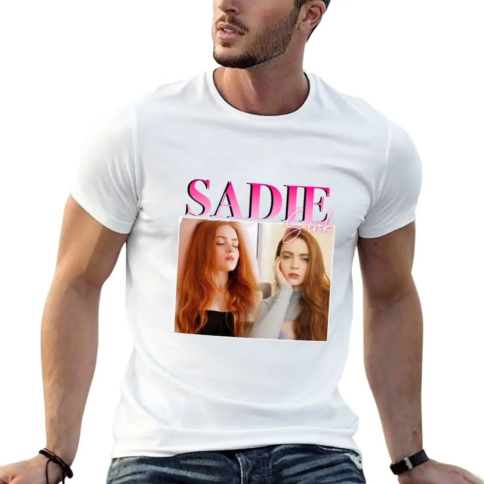 

Sadie Sink 90s Retro Design T-Shirt Short sleeve tee boys animal print korean fashion mens graphic t-shirts anime