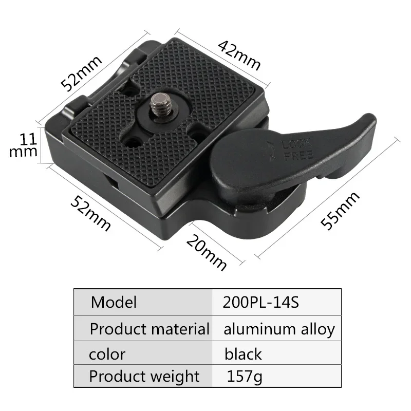 Manfrotto Quick Release Plate 200PL-14 Quick Release Clamp Aluminum Lightweight for Manfrotto Camera Accessories