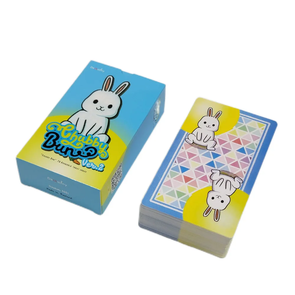 

12x7cm Big Size Tapo Chubby Bun Rabbit Tarot Deck with Paper Guide Book for beginners Holiday Gift Interaction Divination Board
