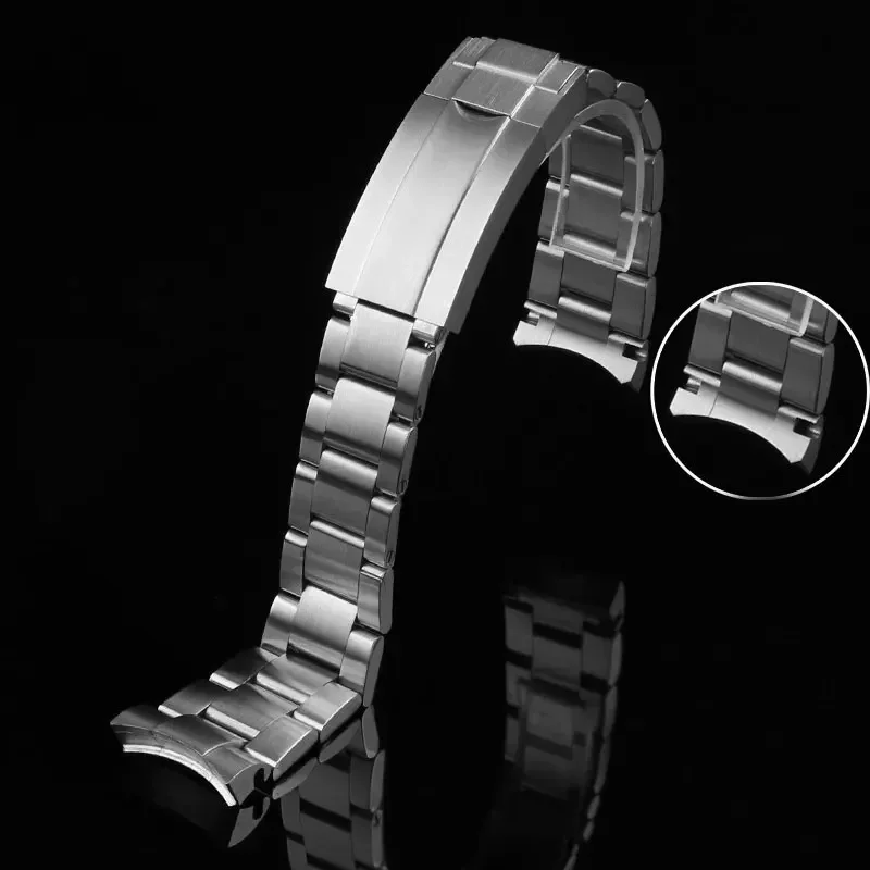 Premium Solid 904L Stainless Steel Watch Band with Brushed & Polished Finish and Folding Buckle Clasp