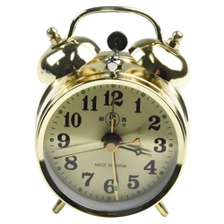 Vintage Gold Horseshoe Mechanical Alarm Clock with Manual Wind - Up and Snooze Feature (A)