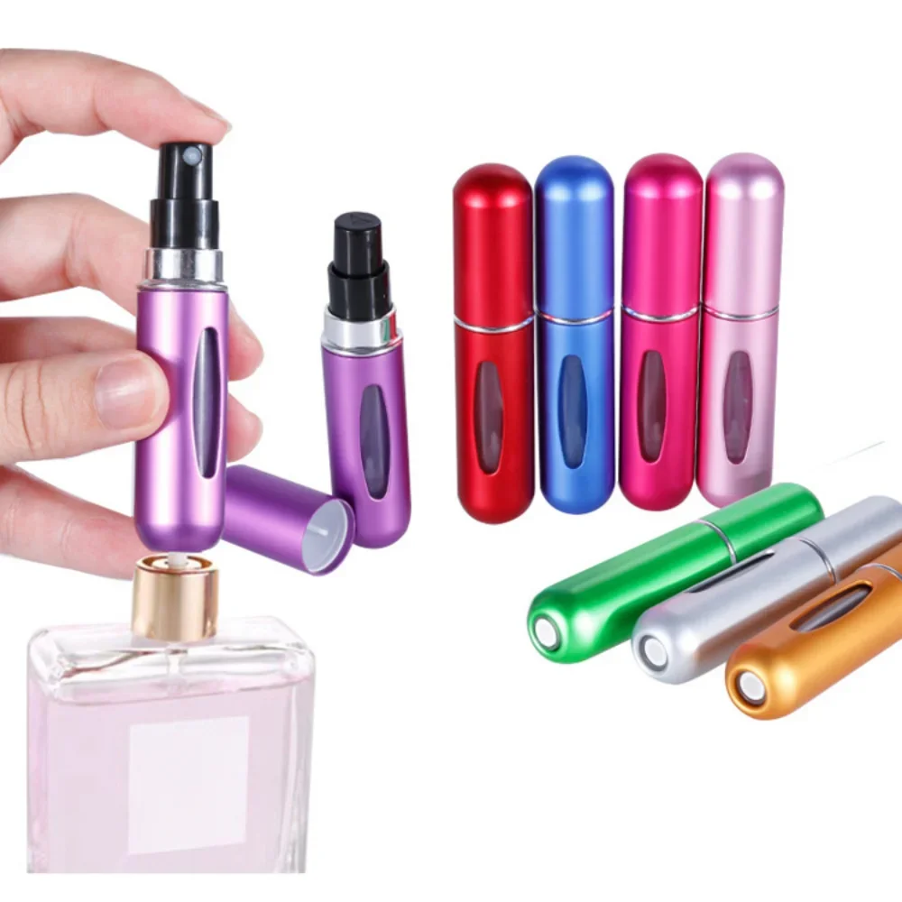 

5/10PCS 5ml Perfume Atomizer Portable Container for Cosmetics Traveling Mini Aluminum Spray Alcochol Empty Refillable Bottle