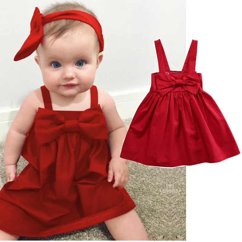 036monthsBabyGirlSleevelessSlingDressCuteBowStraplessBackless