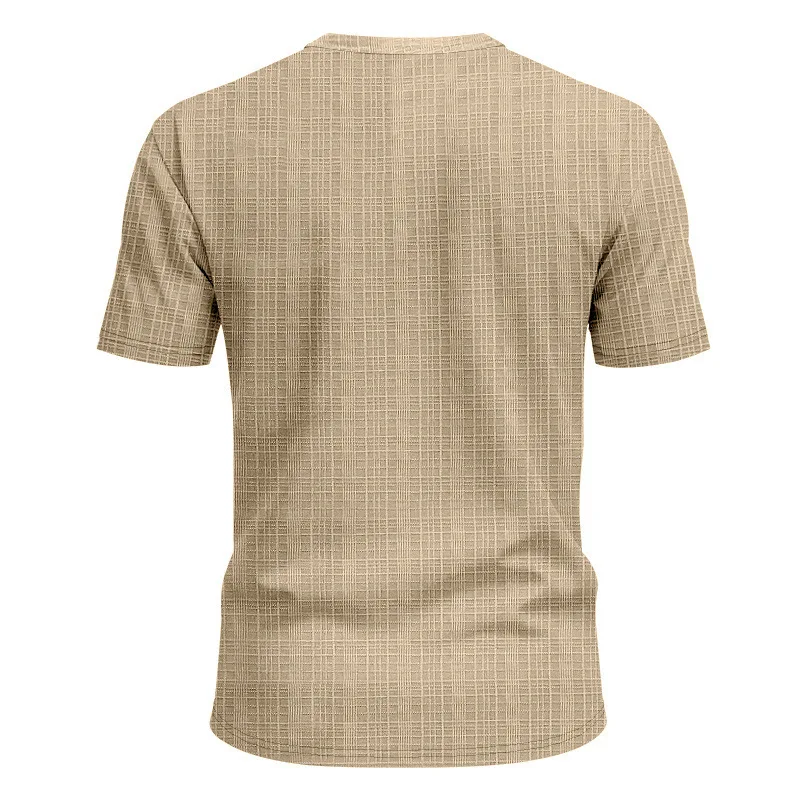 Grenzüberschreitendes, lockeres, atmungsaktives Herren-Sommer-T-Shirt aus Bambus, lässiges Hawaii-Strand-T-Shirt mit V-Ausschnitt und kurzen Ärmeln – Detail 14