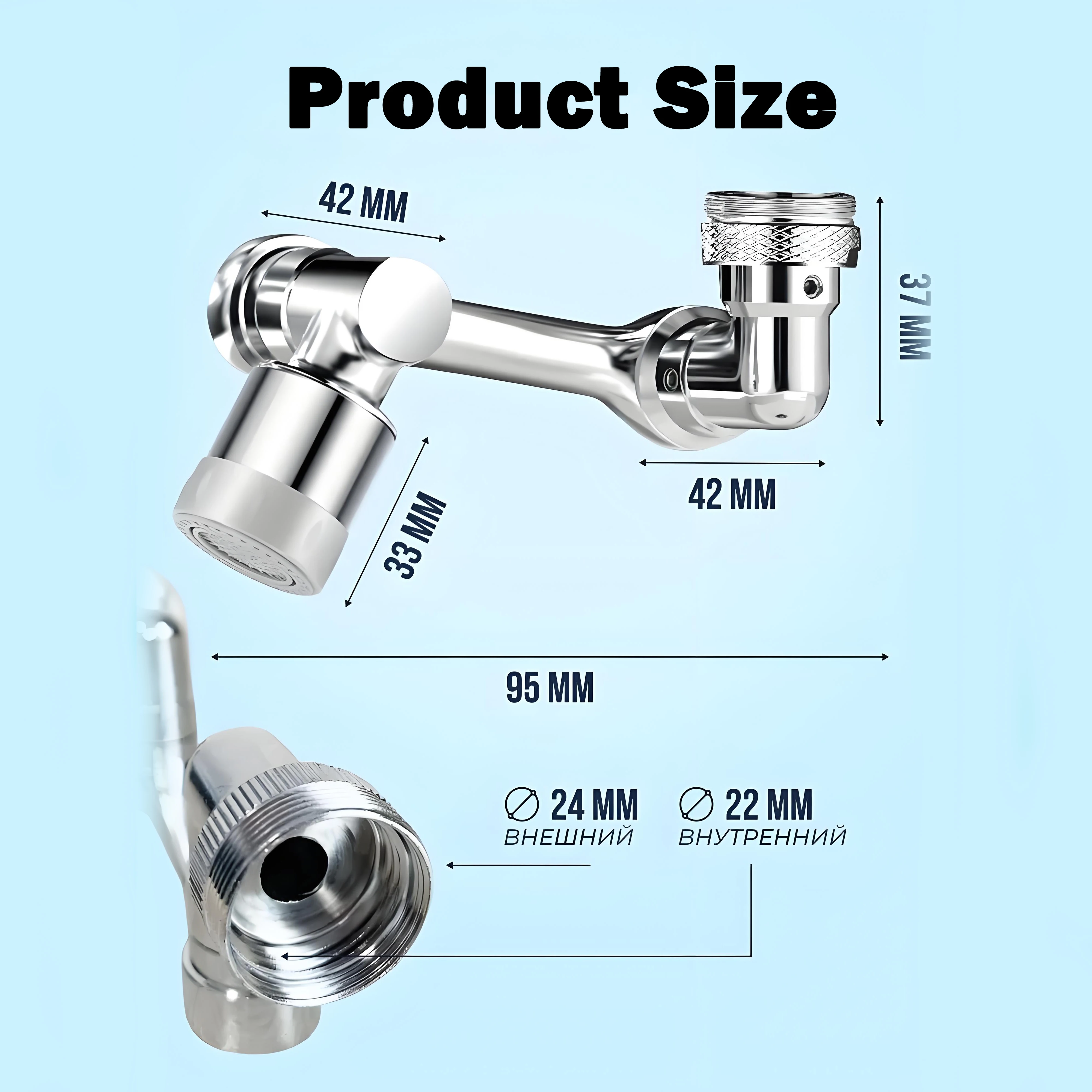 Universal 1080° Swivel Kitchen Faucet Extender with Dual Spray Modes Flexible Arm and Aerator Nozzle for Easy Sink Cleaning 4