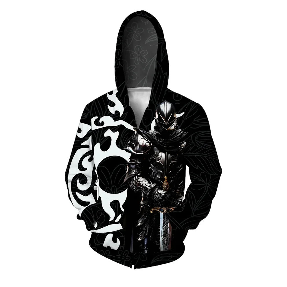 thumbnail image 1 of Sudaderas de otoño para hombre Sudadera con capucha con estampado de valquiria y espartano Sudadera con capucha suelta Ropa Y2k Ropa Sudadera Hombre, 1 of 4