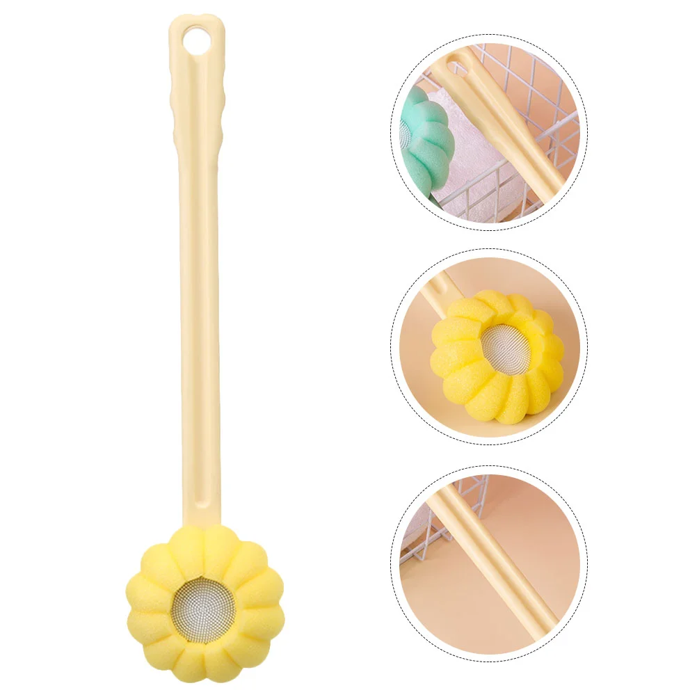 

Silicone Long-handled Back Sponge Bath Brush (yellow) Scrubber for Body Washing Shower