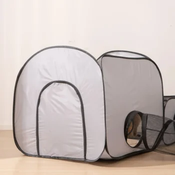Square Gray Cats and Dogs Delivery Room Hard Oxford Cloth with a Play Tunnel Foldable Pets Nest 2