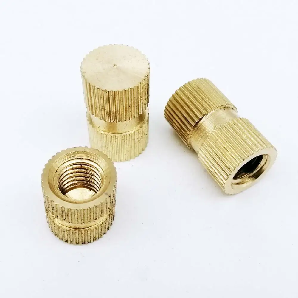 

100pc M3 M4 M6 Type B Solid Brass Copper Injection Molding Knurl Thread Insert Nut Embedded Nutsert Single Pass Blind Hole