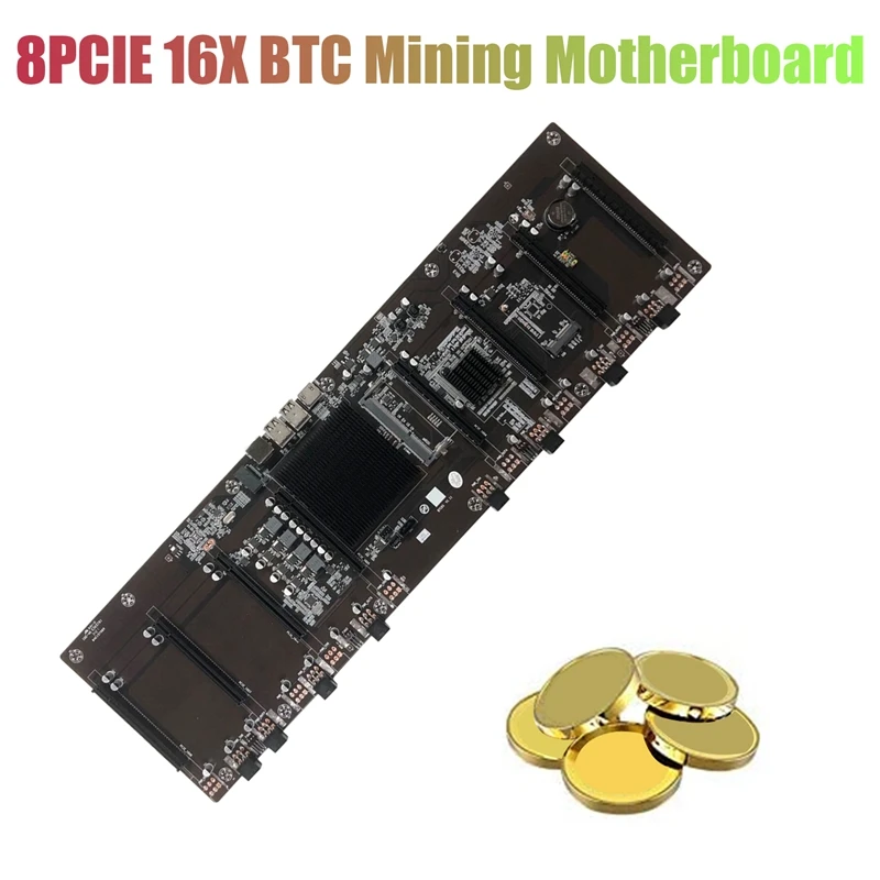 

HM65 BTC Mining Motherboard 8XPCIE 16X Graphics Card Slot DDR3 Memory Slot Support RX GTX10 GTX20 GTX30 Series