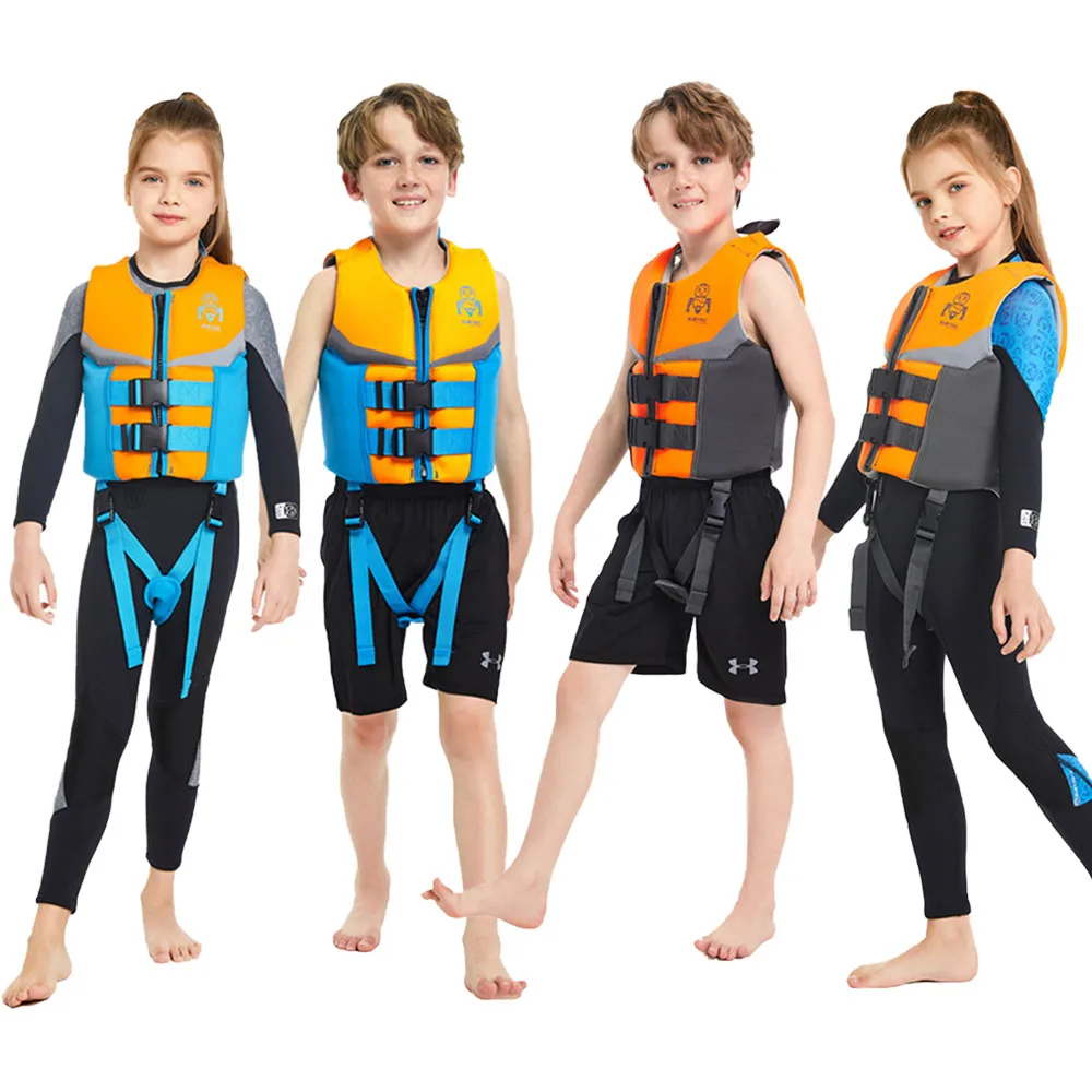 

New Children's Buoyancy Lifejacket Professional Neoprene Swimming Beginner Safety Floating Vest Surfing Boating Lifejacket 2023