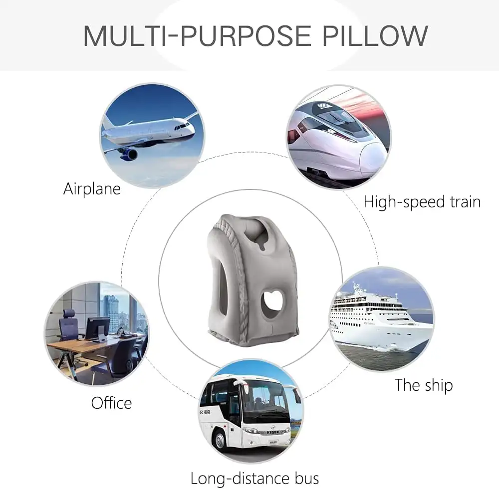 Inflatable Travel Sleeping Bag Portable Cushion Neck Pillow for Men Women Outdoor Airplane Flight Train Sleeping Easy 6