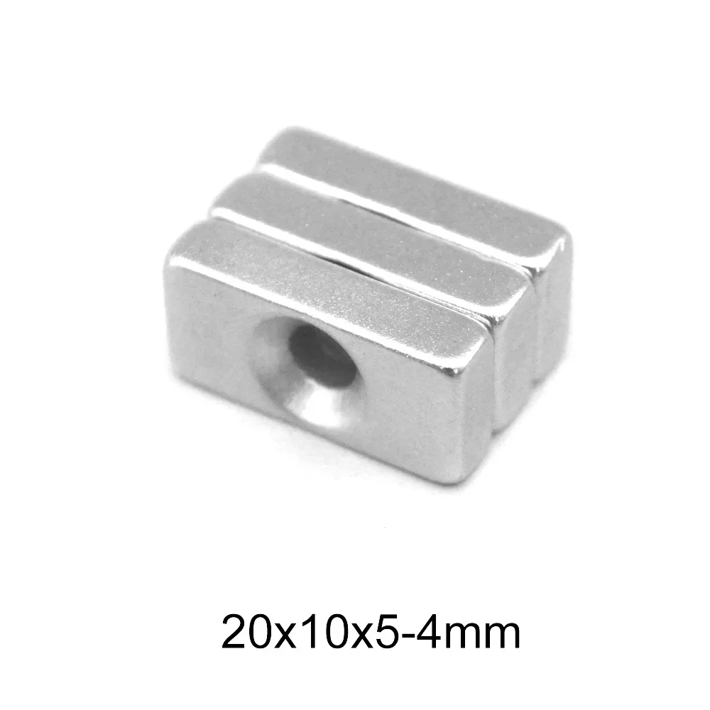 5~60PCS 20x10x5-4 Powerful Block Magnetic Countersunk Hole 4mm Permanent Magnet 20x10x5-4mm Super Neodymium Magnets 20*10*5-4
