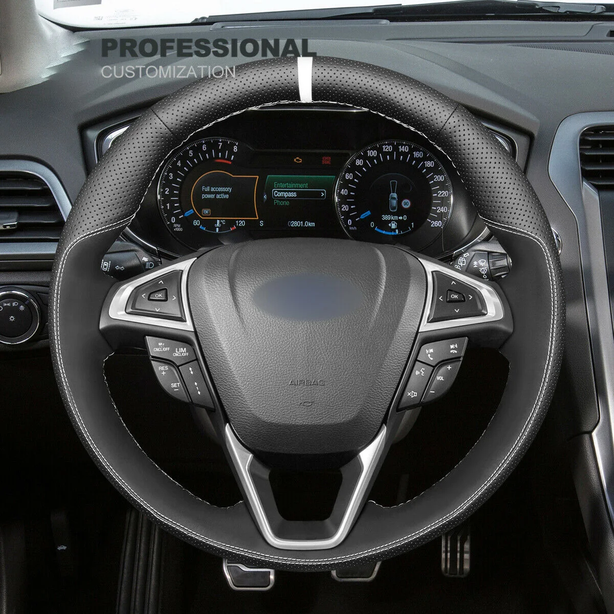 

Synthetic Suede Genuine Leather Car Steering Wheel Cover For Ford Fusion Edge Car Interior Accessories