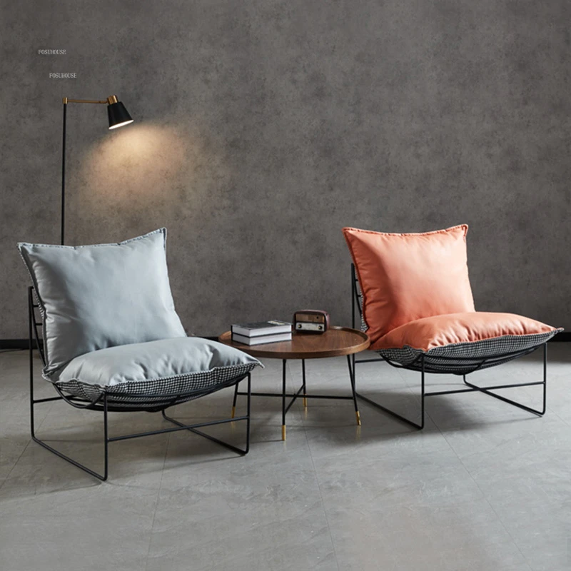 Nordic Wrought Iron Single Living Room Chairs Designer Balcony Back Sofa Chair Creative Bedroom Lazy Sofa Chairs Home Furniture 4 Nordic Wrought Iron Single Living Room Chairs Designer Balcony Back Sofa Chair Creative Bedroom Lazy Sofa Chairs Home Furniture 4