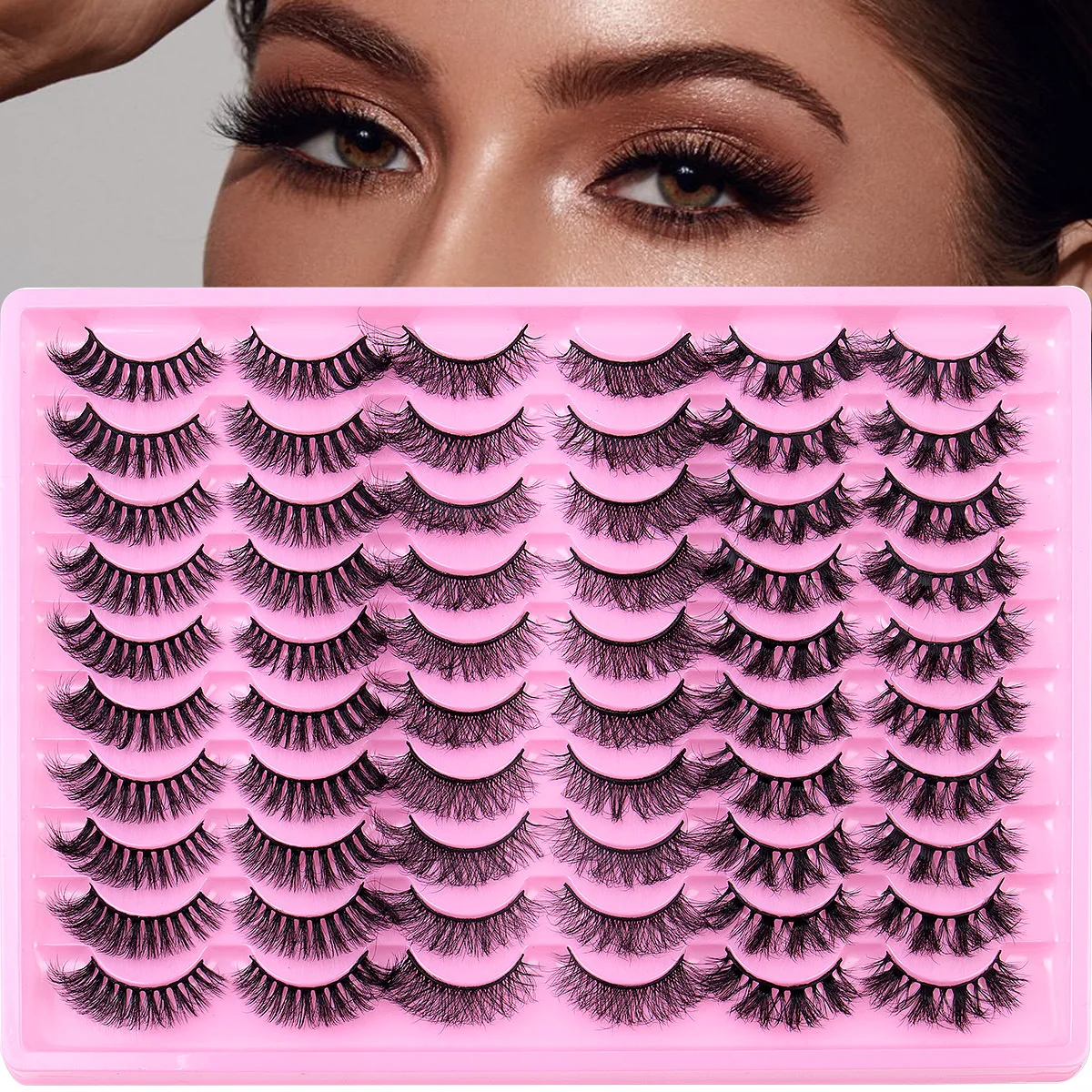 

30 pairs Fake Eyelashes Natural 3d Lashes Mixed Style European And American Black Puffed Eyelashes Thick Volume Curled Eyelashes