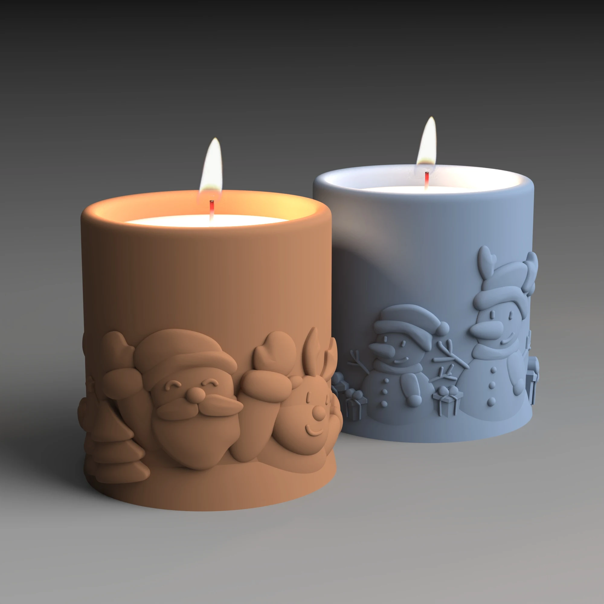 Concrete Christmas Candle Cup Silicone Mold Cement Candle Jar Candle Cup Mold Claus Snowman relief Pen Holder Storage molds