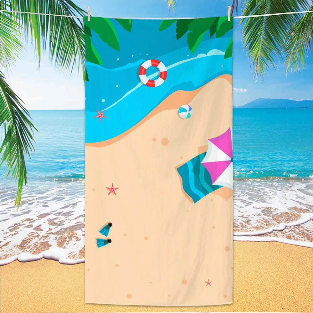 Serviette de plage à imprimé numérique séchage rapide anti sable_voghion.com