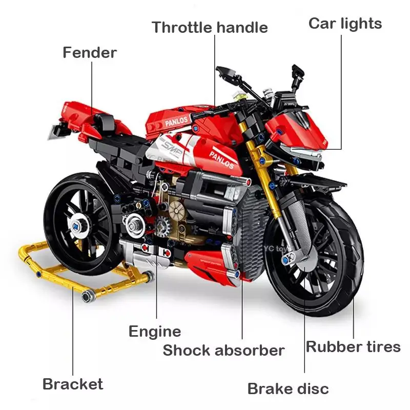 City Technical Locomotive Motorcycle Building Blocks 981Pcs MOC Speed Supercar Motorbike Model Bricks Boy Toy