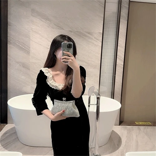 럭셔리 라인석 분리형 체인 이브닝 클러치 백 여성용, 결혼식 파티 연회 핸드백, 우아한 파티 숄더 백 3