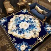 European Luxury Blue Soft Carpet Living Room Decoration Sofa Coffee Table Side Large Area Rug Bedroom Bedside Non-slip Floor Mat 1