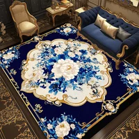 European Luxury Blue Soft Carpet Living Room Decoration Sofa Coffee Table Side Large Area Rug Bedroom Bedside Non-slip Floor Mat 1