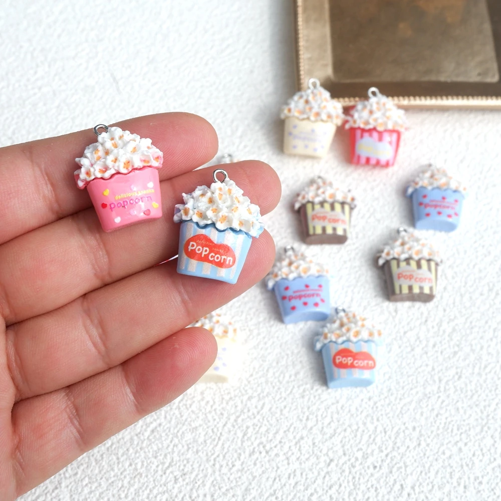 10 Stück süße Popcorn-Charms für die Schmuckherstellung, DIY-Ohrring, Armband, Anhänger, Zubehör, Großhandel, Bulk