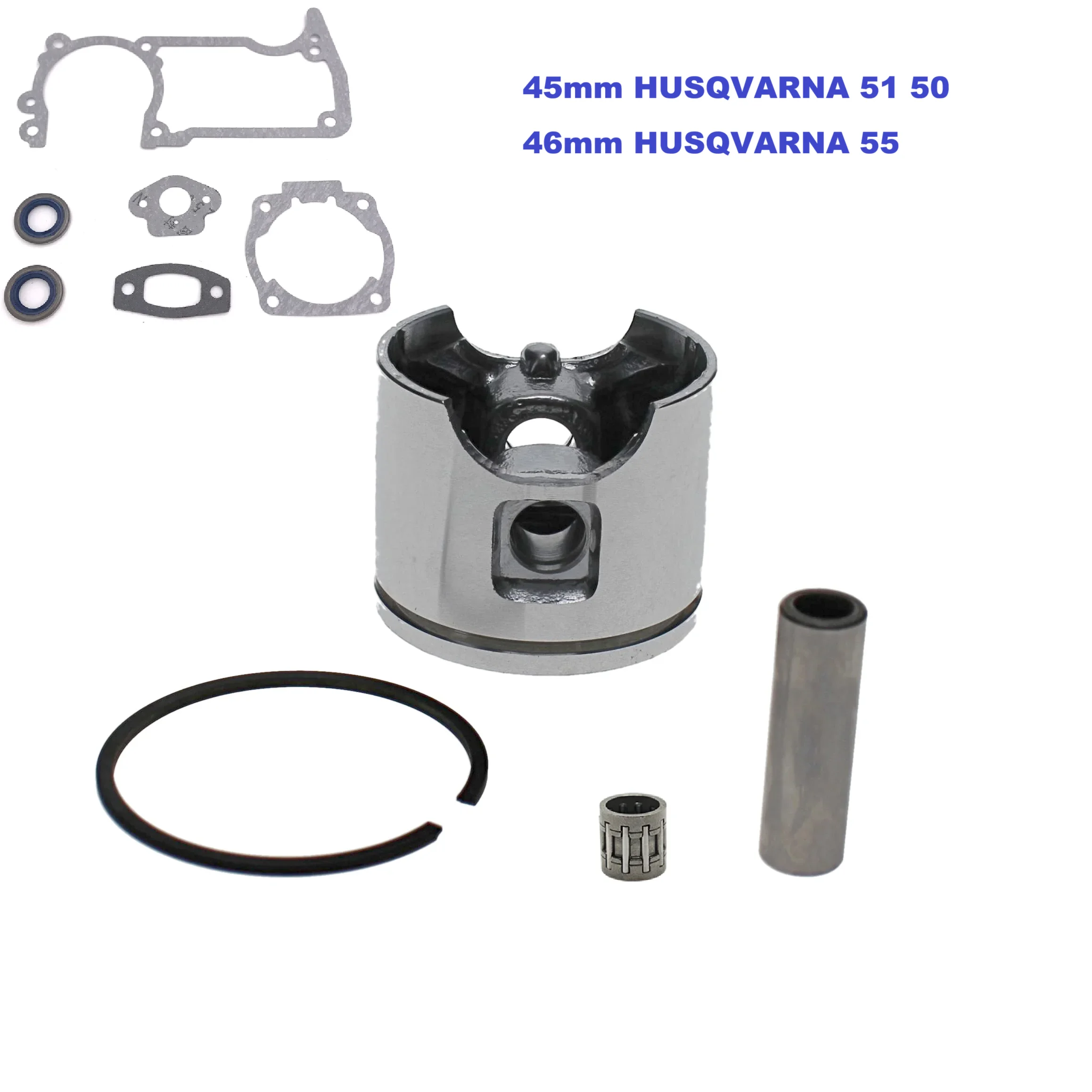 ชุดแหวนลูกสูบ 45 มม. และ 46 มม. พร้อมชุดปะเก็นและลูกปืน สำหรับเลื่อยยนต์ HUSQVARNA 51 50 55 Rancher Special อะไหล่ทดแทน 503608171 1