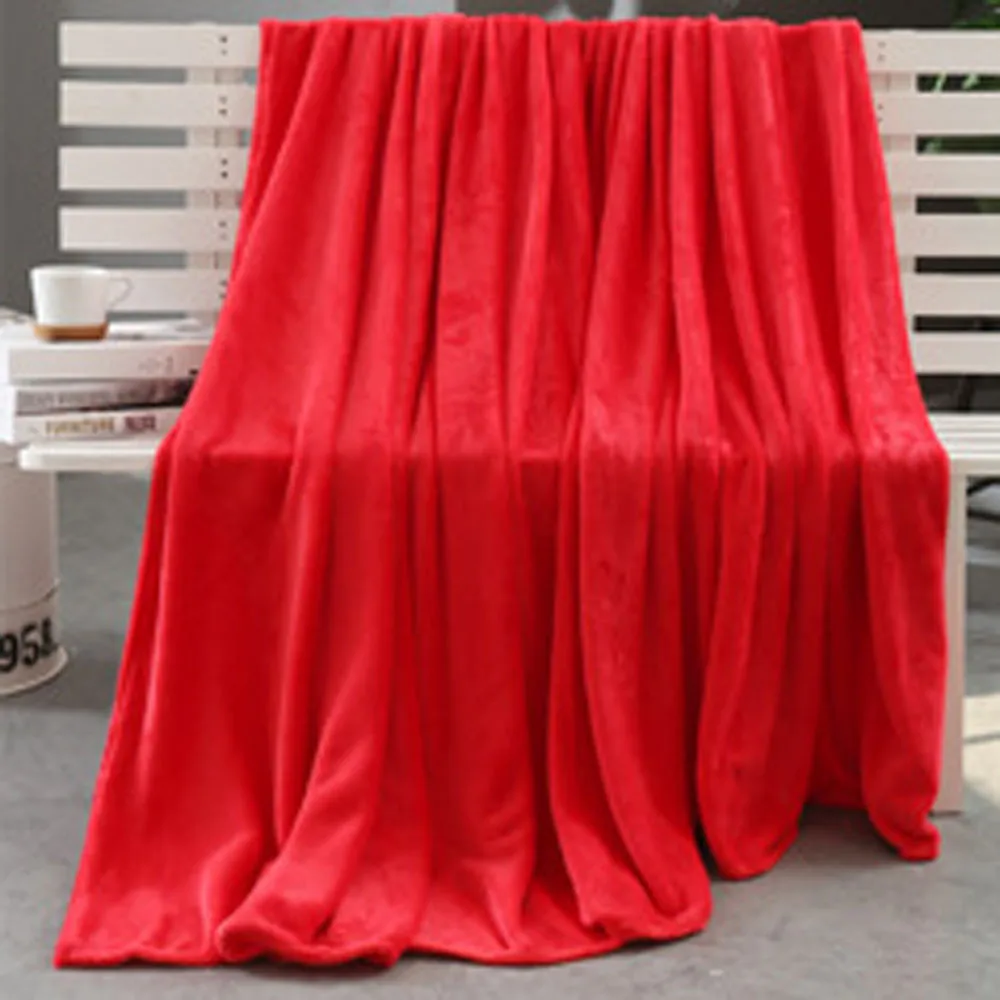 Description Picture 6 of itemSpring Winter Winter Flannel Blanket Fluffy Warm Soft Sofa Cover Bedspread Solid Blue Black Coral Fleece Plush Blankets For Beds