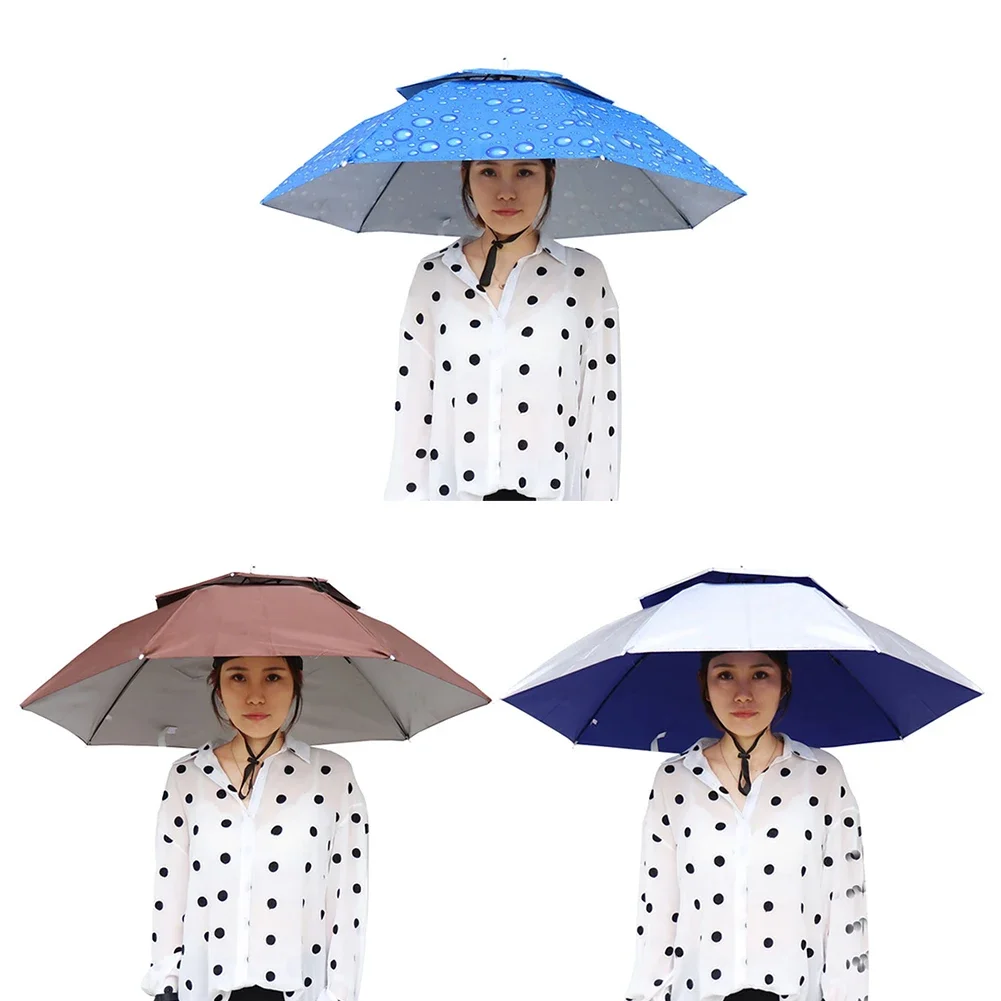 55/65/69/77/95cm Outdoor Fishing Caps Rain Umbrella Hat Foldable Fishing Sunshade Headwear Cap Waterproof Camping Beach Sun Hat sun hats,fisherman hat,umbrella hat,fishing hats,rain umbrella hat