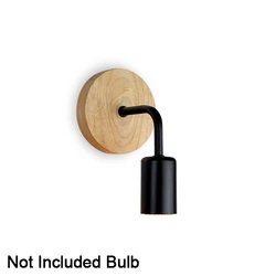 Vintage Wood Wall Sconce - Rustic Indoor Wall Lamp for Home Decor and Bedroom Lighting (MTWT Black)