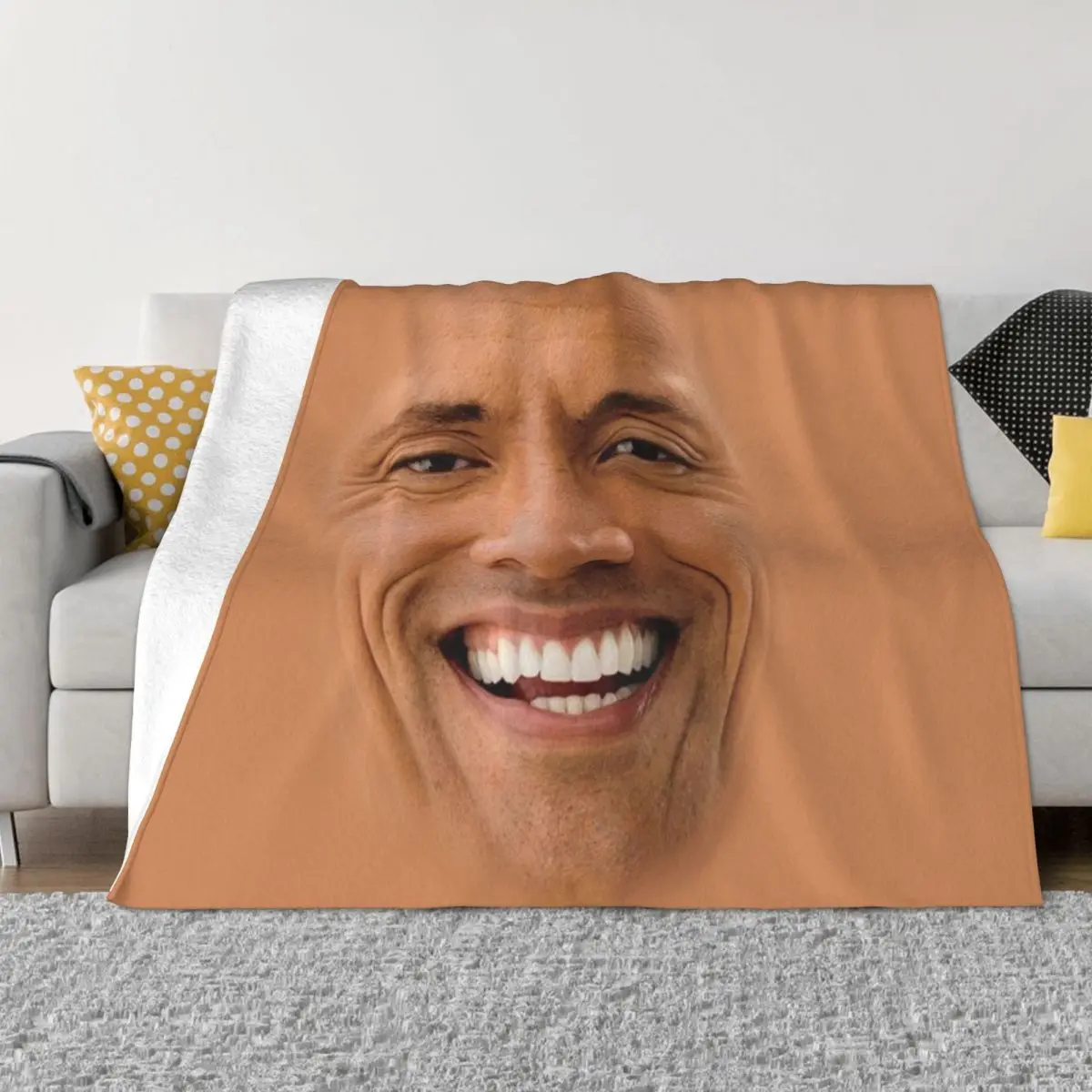 

The Rock Face Blankets Fleece Dwayne Johnson Ultra-Soft Throw Blankets for Airplane Travel Bed Rug 1