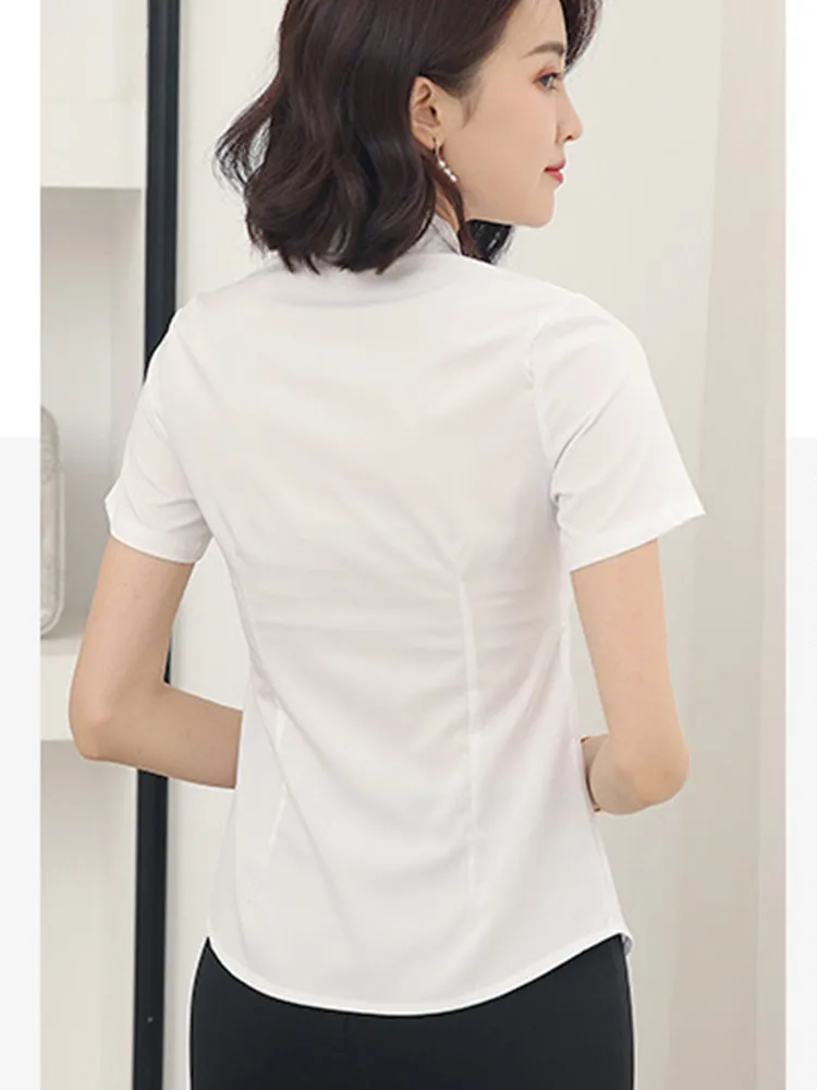 Blusas de moda para mujer 2023, camisas de trabajo sólidas de