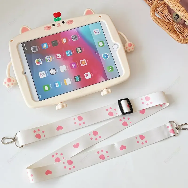 Adorable 3D Cartoon Cat Silicone Tablet Case