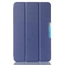 Premium Flat Leather Case with Three - Fold Ultra - Thin Magnetic Sleep Protection for Tab A SM - T510 T515 (Dark blue)