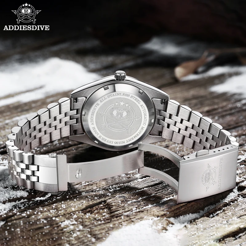 ADDIESDIVE High Quality NH35 Men's Watch 39mm Automatic WristWatch 100m Waterproof Bubber Mirror Stainless Steel Luminous Watch