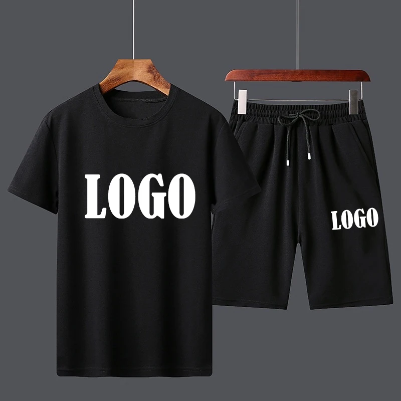 New Summer Men's Fashion Sports Suit Cotton Print T-shirt Shorts Comfortable Short-sleeved Shorts 6 Colors summer men s short sleeved casual sports suit ice silk t shirt summer 2020 new shorts men s two piece trend