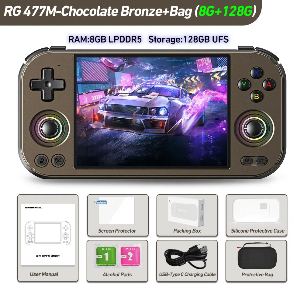ANBERNIC RG477M 8GBメモリ + 128GB 新品 ANBERNIC RG 477M レトロ携帯ゲーム機 4.7インチLTPSインセル