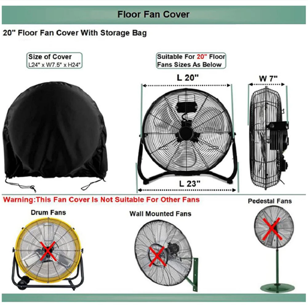 210D Oxford Cloth Foldable Industrial Electric Fan Cover 1pcs 61x19x61cm