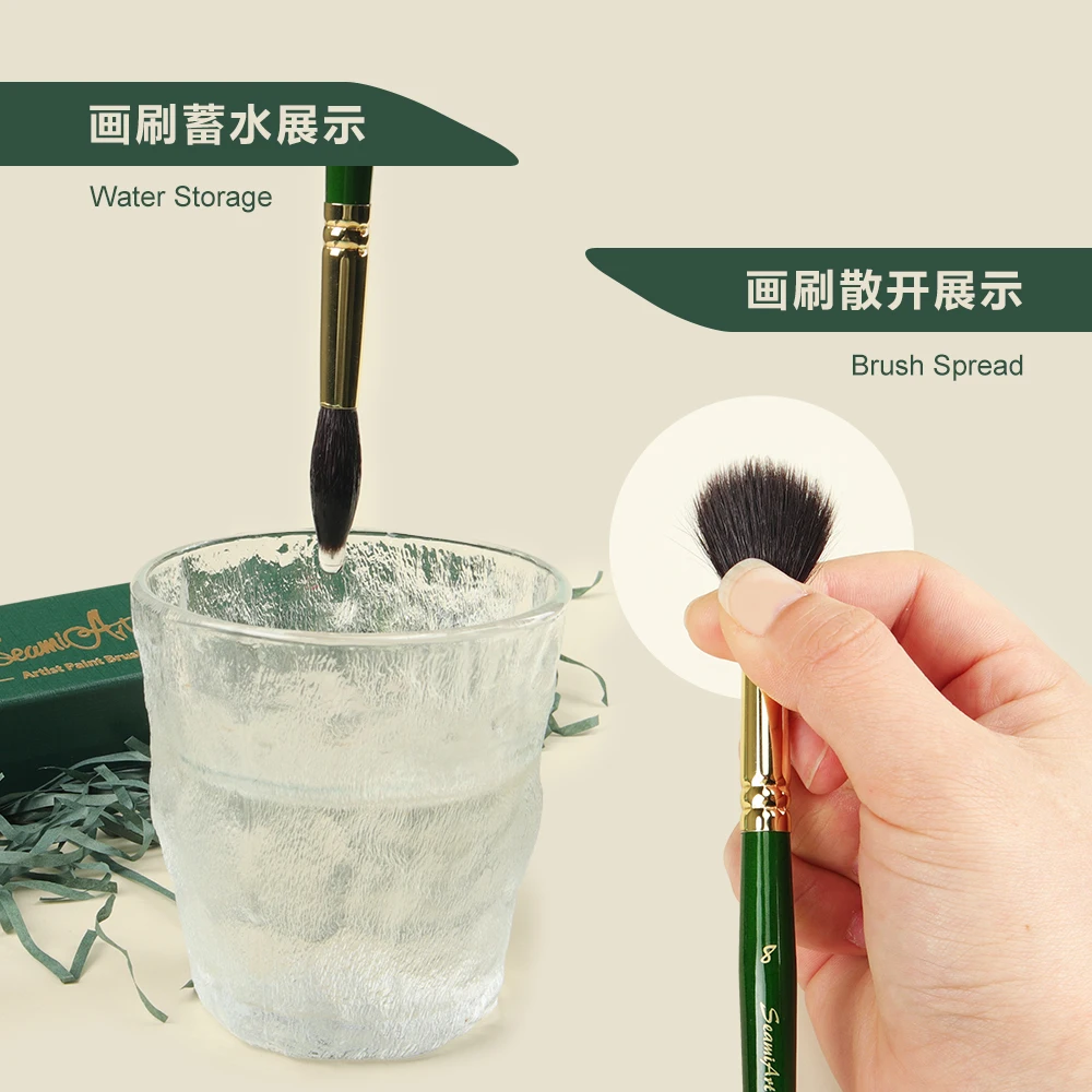 SeamiArt 1pc Zobel Eichhörnchen Nylon Haar Pinsel Aquarell Pinsel Für Professionelle Kunst Malerei Versorgung Tier Haar Liebhaber – Detail 1