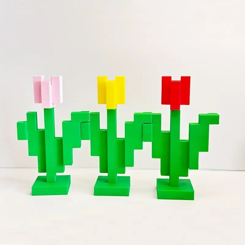 Enchanting 3D Printed Pixel Rose for Elegant Bedroom Décor