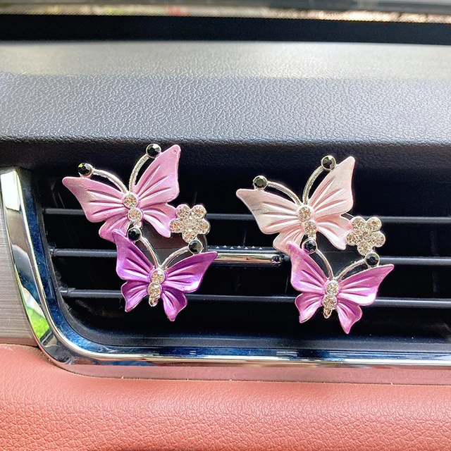Diamant Schmetterling Auto Parfüm Lufterfrischer Zwei Schmetterlinge Auto  Klimaanlage Steckdose Clip Auto Zubehör Innen Ornament - AliExpress