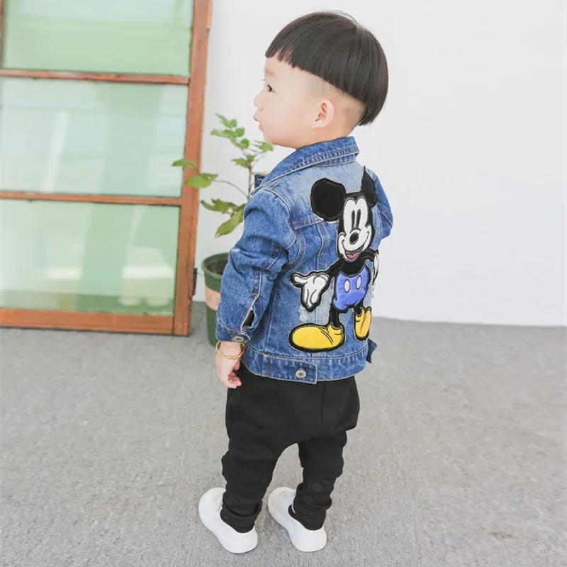 Disney  Mickey Mouse Cartoon Baby Boys Jacket Children Fashion Japanese Korean style Cowboy Outerwear & Coats Kids Clothes 4