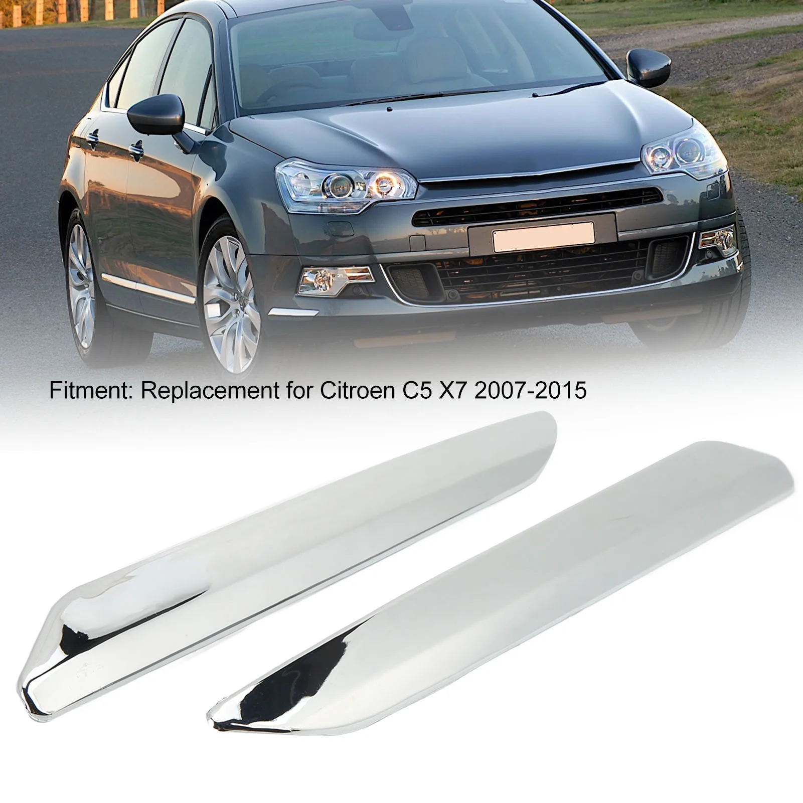 Car Front Bumper Anti-Scratch Chrome Silver Protector Strip Replacement