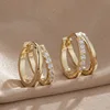 86424-b0047c.jpg Boucles d'oreilles créoles en acier inoxydable et cristal pour femmes et filles, 2 pièces, cercles tendance, Punk, boucles d'oreilles, bijoux de fête, cadeaux à la mode