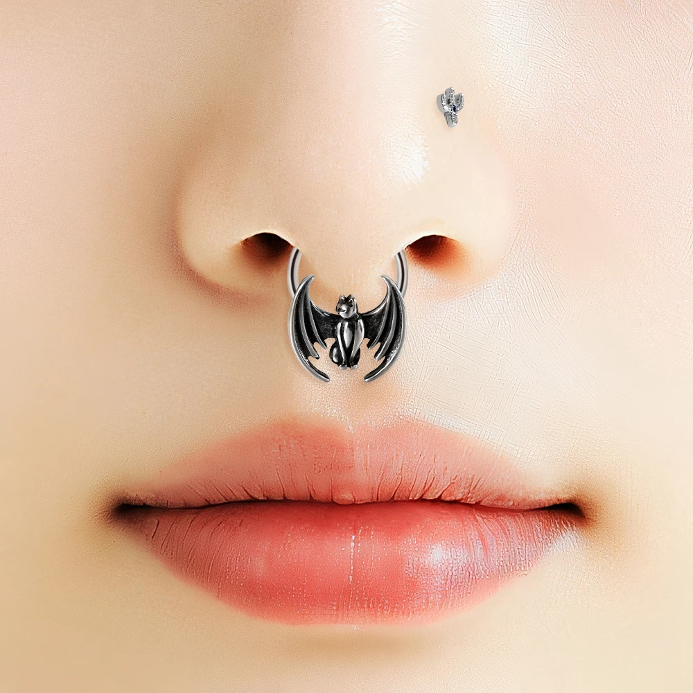 Dramlee Stianless Steel 16G Fuid Ox 헤드 Septum 후프 링 해골 힌지 세그먼트 코 리모콘 Daith Rook 귀걸이 피어싱 쥬얼리
