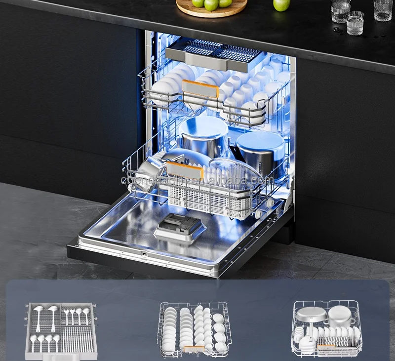 Major Appliance Freestanding Built-In Dishwasher High Quality Fully-integrated Stainless Steel Dishwashers 3
